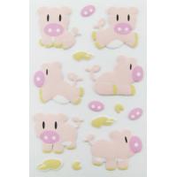 Quality PVC Pink Cute Puffy Animal Stickers Sheets 3D Porkling Dimension Fashionable for sale