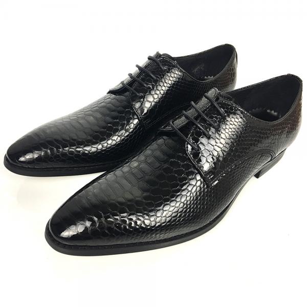 Quality Toe Mens Black Dress Shoes , Italian Handmade Plain Toe Dress Shoes Men 2018 for sale