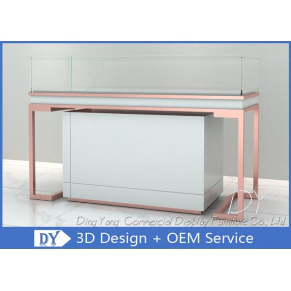 Quality Rose Gold Glass Jewellery Shop Display Counter / Jewelry Counter for sale