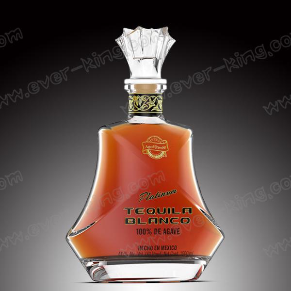 Quality Elegant Shape Tequila Brandy Glass Bottle With Cork Top for sale