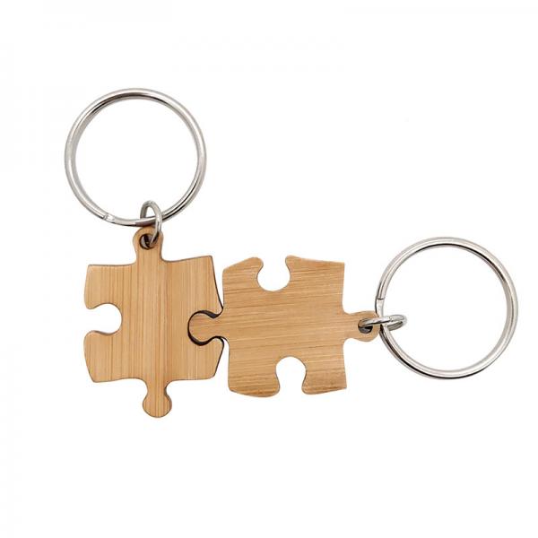 Quality Bamboo Wooden Matching Puzzle Keychain Engraving UV Printing for sale