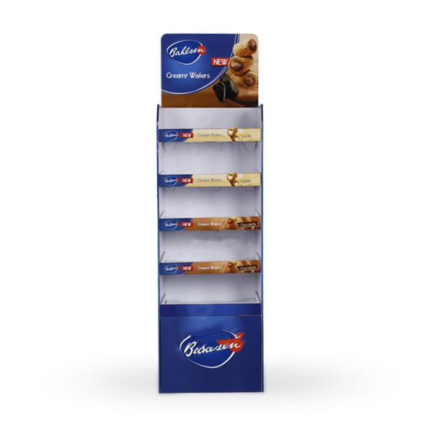 Quality cardboard pop up display stands 4 layers small cardboard displays biscuit chocolate cardboard floor display racks for sale