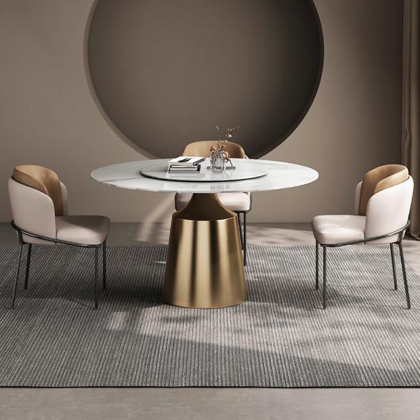 Quality Marble Top Stainless Steel Round Dining Room Tables Width 1.3M/1.5M for sale