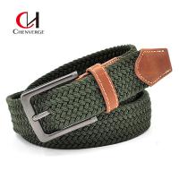 China Fashion Woven Elastic Belt Pin Buckle Zinc Alloy Green Color factory