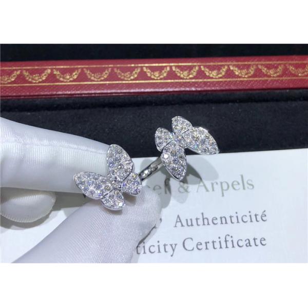 Quality 18K White Gold Van Cleef And Arpels Butterfly Ring With 70 Diamonds for sale