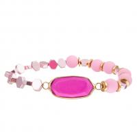 China Bohemian Style Handmade Beads Bracelets With Gold Plated Pink Diamond Stone factory