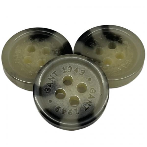 Quality 26L Engraved Logo Fake Horn Button With Rim 4 Hole Brown Color for sale
