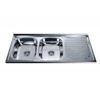 China layon polish Stainless Steel Double Bowls Kitchen Sink with Drainboard in South America 120*50CM factory