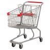 China Silver Grocery Shopping Trolley / Metal Supermarket Shopping Cart 100Kgs factory