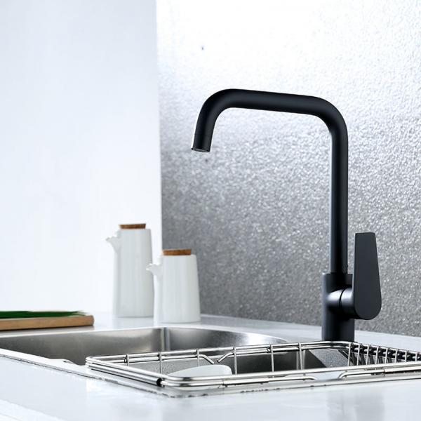 Quality SS Spout Single Handle Kitchen Faucet Chrome Finish Hot Cold Water Mixer Tap for sale