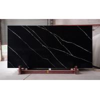 Quality Natural Black Artificial Quartz Stone Slab with Leather Finished Surface for sale