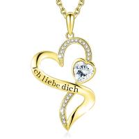 China 18in 0.29oz Double Heart Shaped Necklace Gold Endless Love With White Austrian crystal Crystal factory