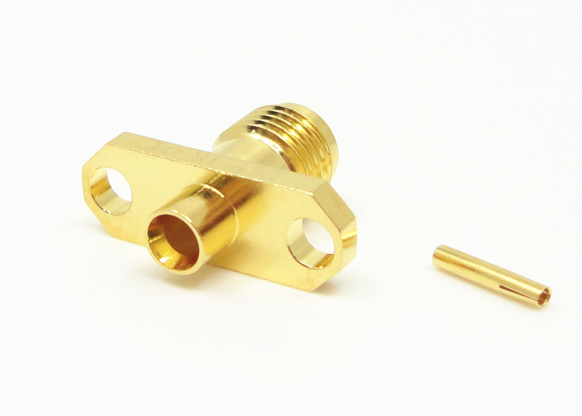 Quality Female 2 Holes Flange Mount SMA RF Connector Gold Plated 50Ohm for sale
