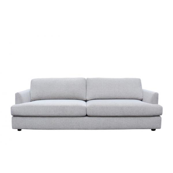 Quality Thick Foam Padded Three Seater Fabric Sofa Plastic Leg Grey 3 Seater Couch for sale