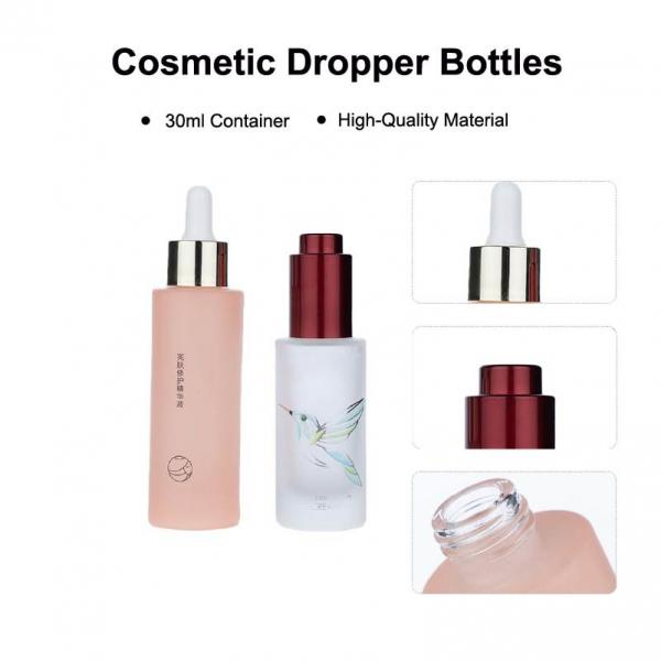 Quality 30ml 50ml Gold Red Cosmetic Dropper Bottles Frosted Colored Glass Dropper for sale