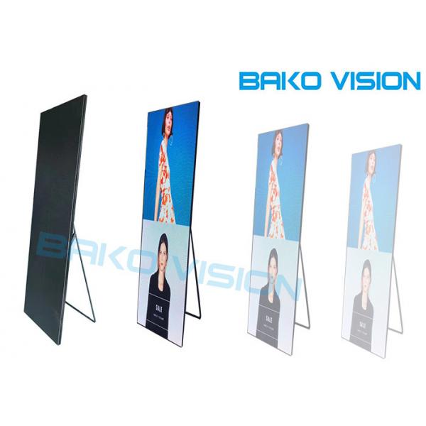 Quality LED Poster Screen Floor Standing Signage Movable Advertising Panel Digital Mirror Display for sale