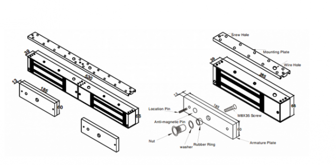 1200Lbs Double Door Magnetic Lock with LED  magnetic lock With Lock Sensor -JS-280DS