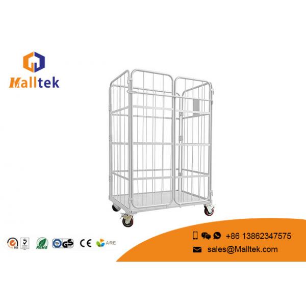 Quality Four Side Logistics Trolley Transports Foldable Frame Metal Security Wire Mesh Trolley for sale
