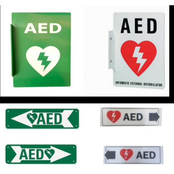Quality Printable Wall Mounted AED Wall Sign TUV CE White Green for sale