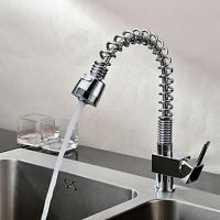 China Single Hole Pull-Out Kitchen Faucet With Press Button , Sink Mixer Tap factory