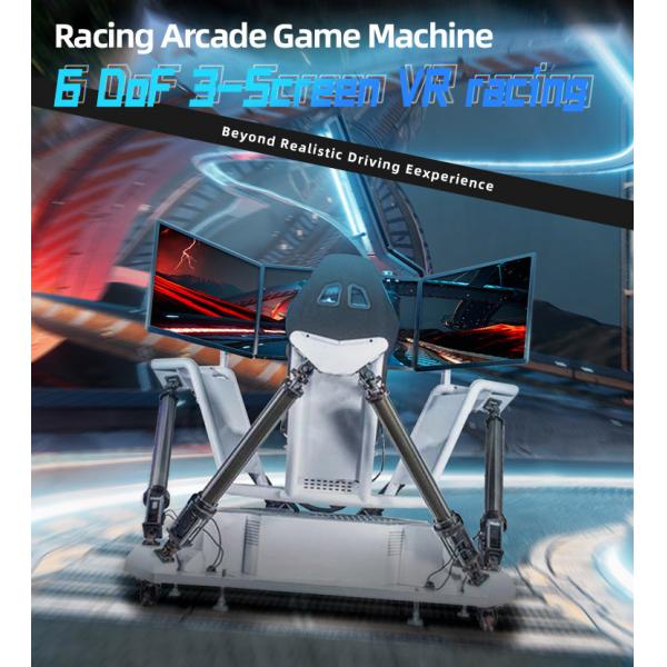 Quality 3 Screens 6 DOF VR Racing Simulator 5.0KW Electric Cylinder Arcade Game Machine for sale