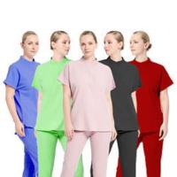 Quality Various Color Hospital Scrub Suit Custom Logo Women V Neck for sale