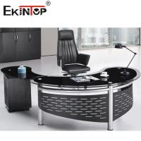 China Modern Executive Glass Desk 4 Legs L Shaped Office Computer Desk For CEO for sale