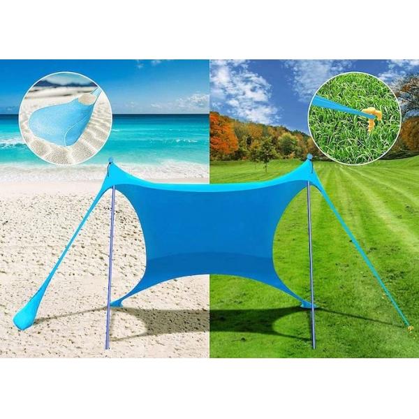 Quality Blue Leica Polyester Pop Up Beach Sun Shade Tent Uv Protection 210X210X170CM for sale