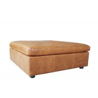 China Chestnut Storage Foot Stool Leather Ottoman Foot Stool Double Stitching Plastic Legs factory