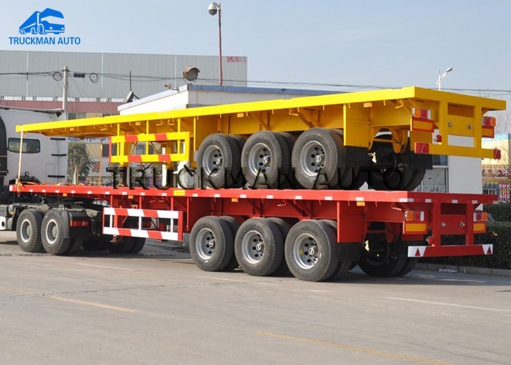 China Mn Steel Flatbed Container Trailer ,  Semi Storage Containers In 60 Tons Loading Capacity factory
