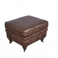 China Wheeled Legs Square Leather Ottoman Coffee Table , Brown Leather Ottoman Furniture factory