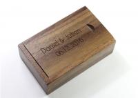 China Dark Color Walnut Wood USB Drive With Sliding Lid Wooden Box Vintage Style 6 * 3 * 3cm factory
