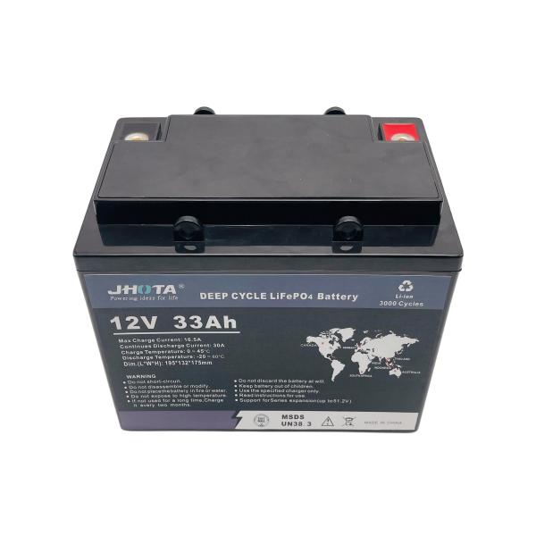 Quality 12v 33ah Solar Lifepo4 Battery Rechargeable Lithium Iron Phosphate Battery Pack for sale
