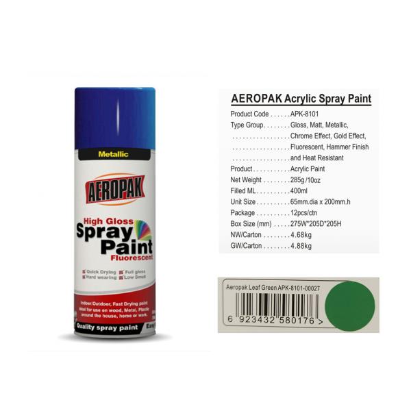 Quality Good Atomization Aerosol Spray Paint Quick - Drying With Leaf Green Color for sale