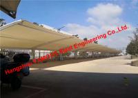 China Outdoors Car Parking Sun Shade Steel Frame Shelters Single Slope Carport With Arched Roof PVC Fabric factory