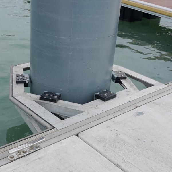 Quality Pipe Floating Dock Pile Guide Wheel Fixing Installation Anti Corrosion Pile Cap Pile Holder for sale