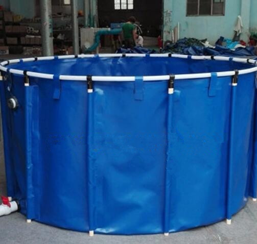 Quality 2M*1M 5000L Tarpaulin Fish Tank / Folding Round Fish Pond For Aquaculture Diy for sale