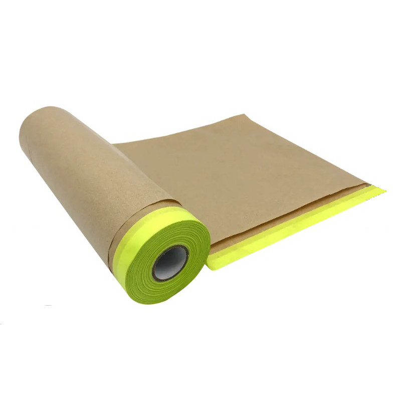 China Heat Resist Car Cover Painting Brown Paper Kraft Masking Tape Auto Paint Protective Masking Paper Film factory