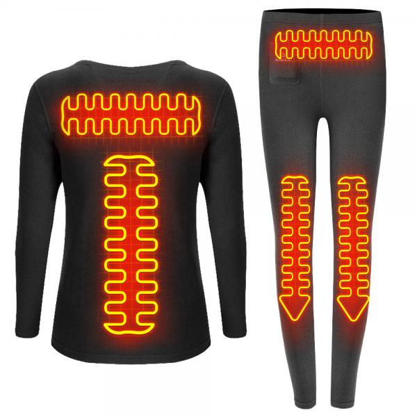 Quality Female Winter Battery Heating Base Layers Thermal Long Underwear Two Piece Suit for sale