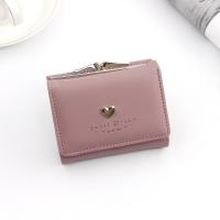 China SHORT IRON CLIP BAG WOMEN'S HEART-SHAPED HARDWARE CLUTCH BAG SOLID COLOR SIMPLE COIN WALLET CARD BAG SHORT CLIP BAG factory
