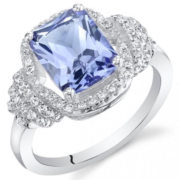 Quality Natural 2 ct Cushion Cut Tanzanite Cocktail Ring in Sterling Silver  Engagement Ring In 18K White Gold for sale