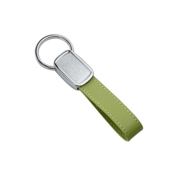 Quality Debossing Tape Green PU Leather Key Chains Strap Epoxy Doming for sale