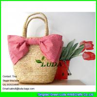 China LUDA 2015 girls natural beach summmer bowknot wheat straw handbags factory