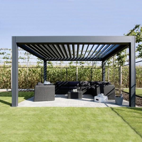 Quality 4x4m Aluminum Retractable Pergola Patio Villa Garden Leisure Shade Gazebo for sale