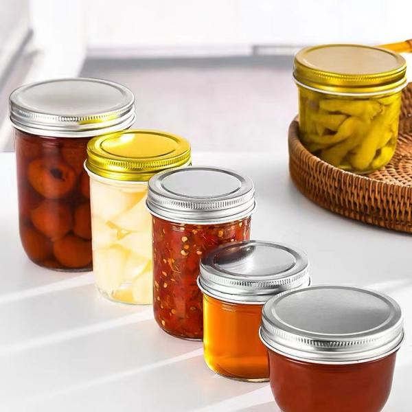 Quality Customizable transparent glass storage jar, caviar beef sauce glass bottle, aluminum cap glass bottle, sealed jar for sale