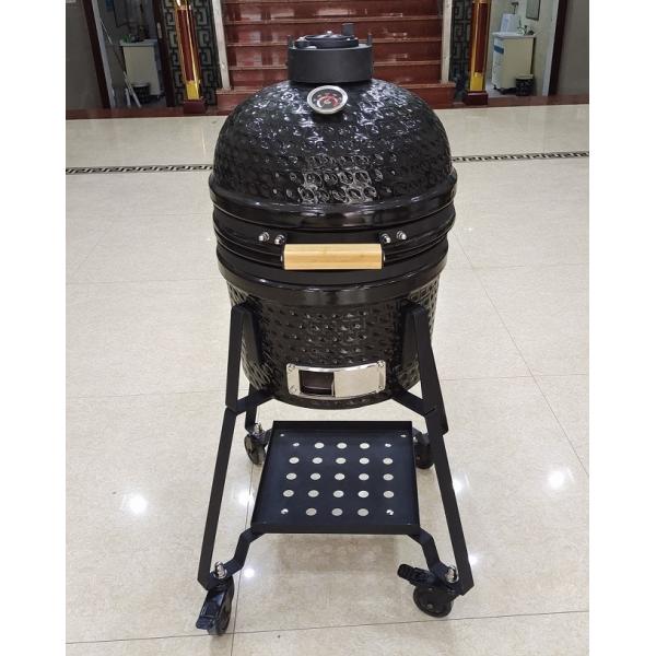Quality Ceramic 15 Inch BBQ Kamado Grill With Stands Black for sale