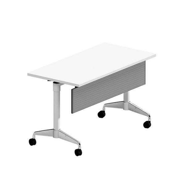 Quality White Rectangular Wooden Foldable Training Table Thickness 25mm For Meeting Room for sale