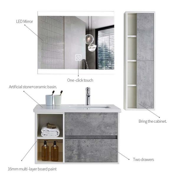 Quality 80CM Bathroom Vanity Cabinets Bathroom Wall Cabinet With Mirror Square for sale