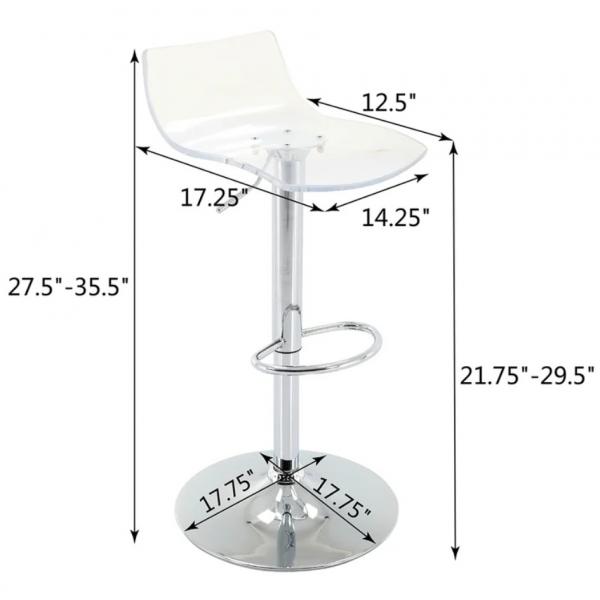 Quality Contemporary Adjustable Acrylic Bar Stools With Backs With Swivel Chrome Leg for sale