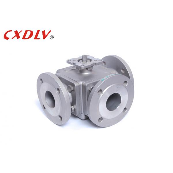 Quality Small Full Port 3 Way Flanged Ball Valve Square Body with Mounting Pad for sale